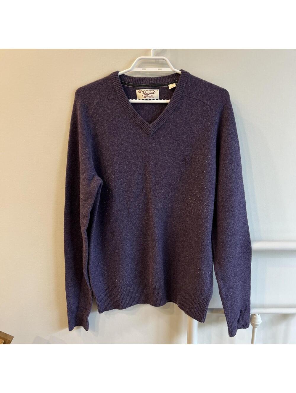 Original Penguin 100% Lambswool Purple Crew Neck Sweater Women’s Small Baggy Fit